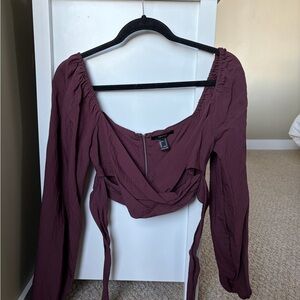 Forever 21 Deep Purple Long Sleeve Blouse